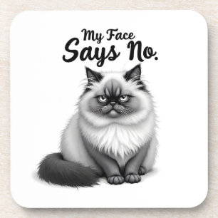 Grappige kattengezichtillustratie – Minimaal leuke Bier Onderzetter