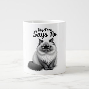 Grappige kattengezichtillustratie – Minimaal leuke Grote Koffiekop