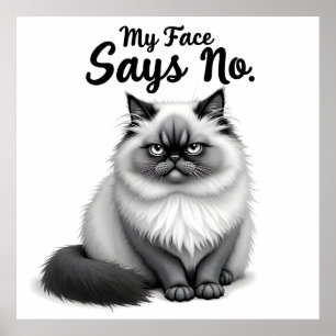 Grappige kattengezichtillustratie – Minimaal leuke Poster