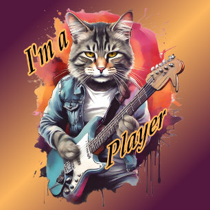 Grappige kattengitaar Ik ben een speler T-shirt