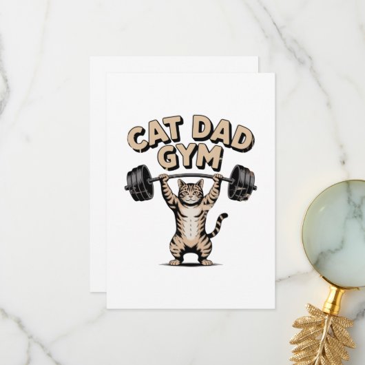 Grappige Kattengymzaal voor Papa Bedankkaart (Voorkant / Achterkant in situ)