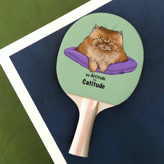 Grappige kattenhouding tafeltennisbatje