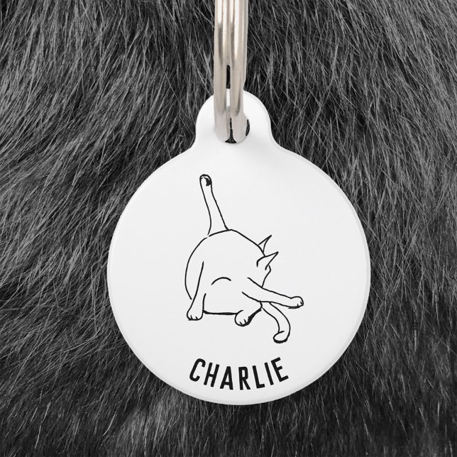 Grappige kattenhumor huisdierpenning (Funny cat humor personalized custom name and details pet tag)