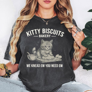 Grappige kattenkoekjesbakkerij kat kneedt deeg Pun T-shirt