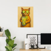 Grappige kattenkunst, Ontspannende kat Poster (Thuiskantoor)