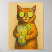 Grappige kattenkunst, Ontspannende kat Poster (Voorkant)