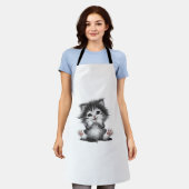 Grappige kattenkunst print schort (Gedragen)