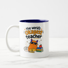 Grappige Kattenleraar Tweekleurige Koffiemok