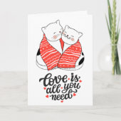 Grappige kattenliefde en koffie Valentijn Feestdagen Kaart (Voorkant)
