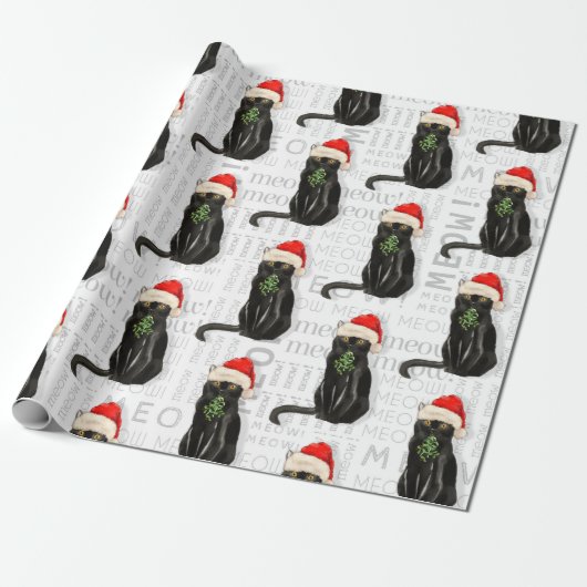 Grappige Kattenliefhebber Black Bombay Kerstmis Cadeaupapier (Uitgerold)