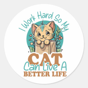 Grappige kattenliefhebber citaat Cute kitten grafi Ronde Sticker