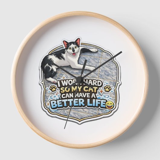 Grappige kattenliefhebber citaat wandklok (Voorkant)