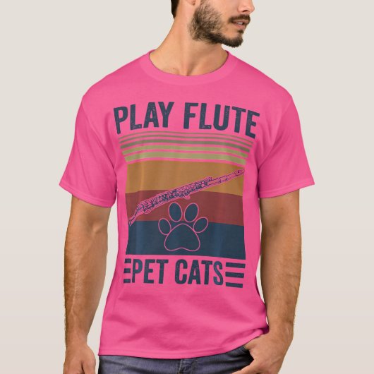 Grappige kattenliefhebber en fluitspeler - Pet Cat T-shirt (Voorkant)