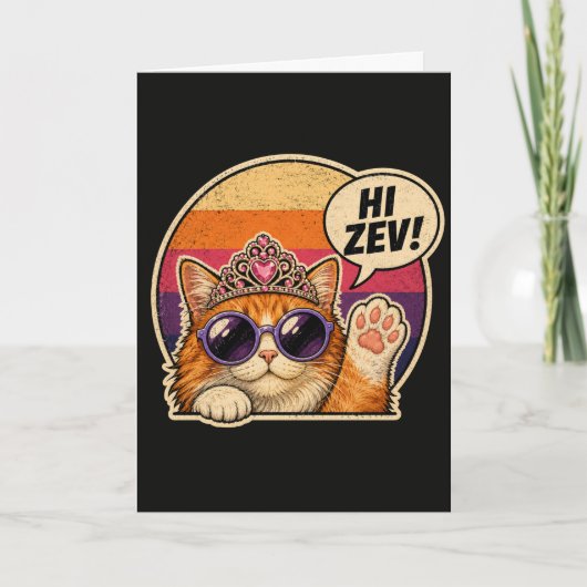 Grappige Kattenliefhebber Hoi Zev Kat Retro Kitty Kaart (Voorkant)