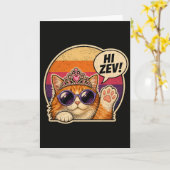 Grappige Kattenliefhebber Hoi Zev Kat Retro Kitty Kaart (Gele Bloem)