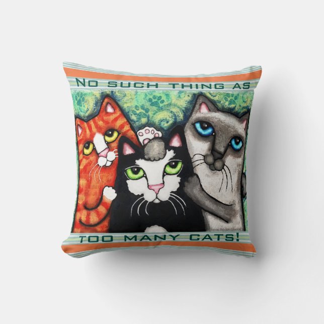 Grappige Kattenliefhebber Katten Kunst Worp Kussen (Voorkant)