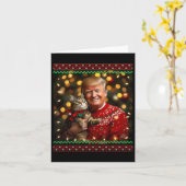 Grappige Kattenliefhebber Kersttrui Trump Lelijke  Kaart (Gele Bloem)