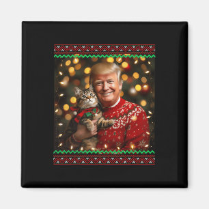 Grappige Kattenliefhebber Kersttrui Trump Lelijke  Magneet
