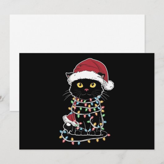 Grappige Kattenliefhebber Kerstverlichting Feestdagenkaart (Voorkant / Achterkant)