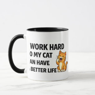 Grappige Kattenliefhebber Koffiemok – Ik Werk Hard Mok