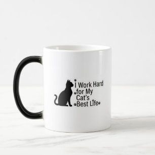 Grappige kattenliefhebber mok – Ik werk hard voor