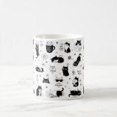 Grappige kattenliefhebber mok met zwart-wit patroo (Center)