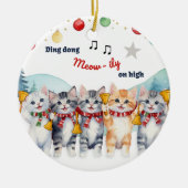 Grappige Kattenliefhebber Waterverf Kerstmis Keramisch Ornament (Voorkant)