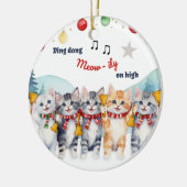 Grappige Kattenliefhebber Waterverf Kerstmis Keramisch Ornament (Links)