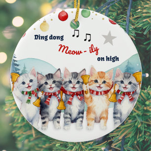 Grappige Kattenliefhebber Waterverf Kerstmis Keramisch Ornament