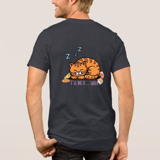 Grappige kattenliefhebbers "Purrcrastinator" Schat Tri-Blend Shirt (Achterkant)
