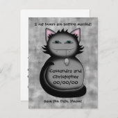 Grappige kattenliefhebbers redden de trouwdatum aankondigingskaart (Voorkant / Achterkant)