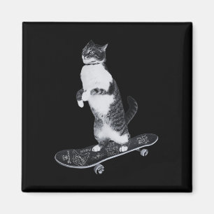 Grappige kattenliefhebbers Skateboarden Kat Voor M Magneet