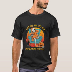 Grappige Kattenliefhebbers Skelet Halloween Huisdi T-shirt