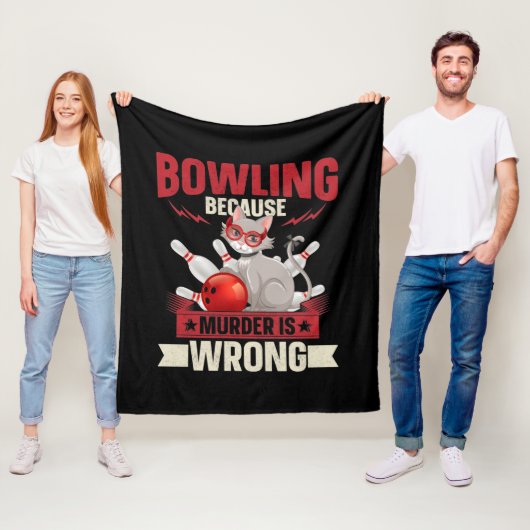grappige kattenliefhebbers van Bowling-moord Fleece Deken (In situ)