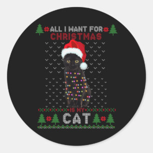 grappige kattenliefhebbers van een schattige kerst ronde sticker