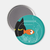 Grappige kattenmagneet - Fishy! Ronde Koelkast Dec Magneet (Voorkant / Achterkant)