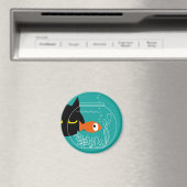 Grappige kattenmagneet - Fishy! Ronde Koelkast Dec Magneet (Insitu (Vaatwasser))