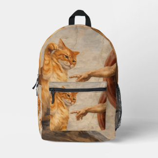 Grappige kattenmeme kunst Creatie van Adam met kat Bedrukte Rugzak