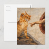 Grappige kattenmeme kunst Creatie van Adam met kat Briefkaart (Voorkant / Achterkant)