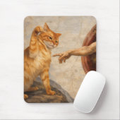 Grappige kattenmeme kunst Creatie van Adam met kat Muismat (Met muis)
