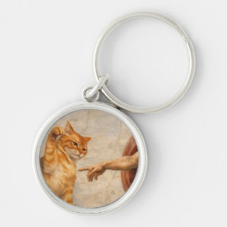 Grappige kattenmeme kunst Creatie van Adam met kat Sleutelhanger