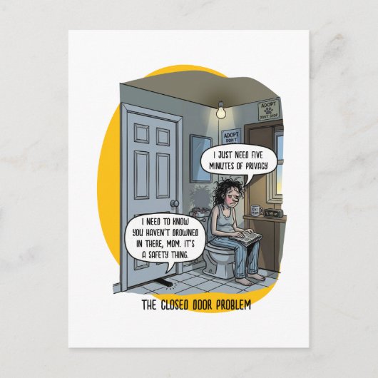 Grappige Kattenmoeder Badkamer Humor Cadeau Briefkaart (Voorkant)