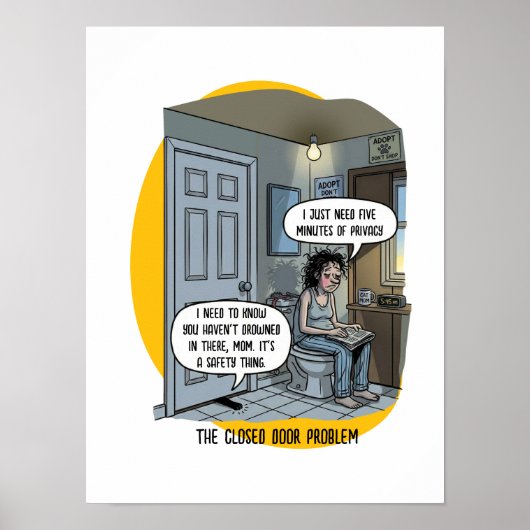 Grappige Kattenmoeder Badkamer Humor Cadeau Poster (Voorkant)