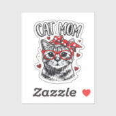 Grappige kattenmoeder met bril en bandana Cute kat Sticker (Vel)