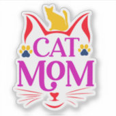 Grappige Kattenmoeder Sticker (Voorkant)