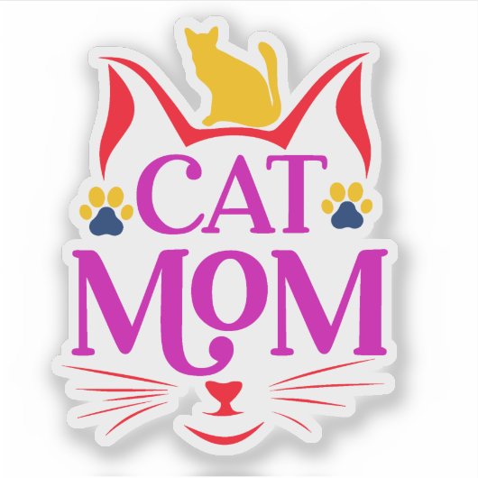 Grappige Kattenmoeder Sticker (Voorkant)