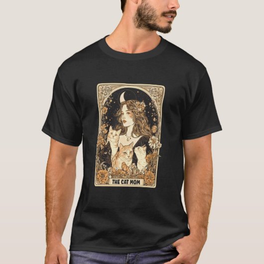 Grappige Kattenmoeder Tarotkaart Parodie T-shirt (Voorkant)