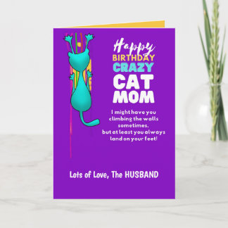 Grappige KATTENMOEDER Verjaardag Vrouw Van Man Kaart