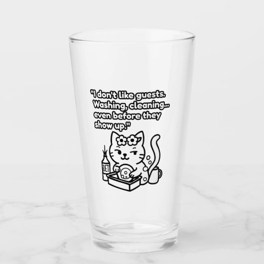 Grappige Kattenmok – Introvert Humor Quote Glas (Voorkant)