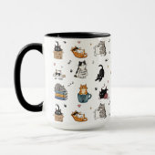 Grappige kattenpatroon mok, mok voor kattenliefheb (Links)